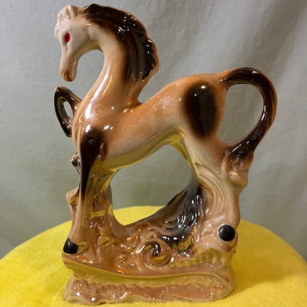 Lusterware Prancing Horse Ceramic Figurine Made‎ In Brazil 7"